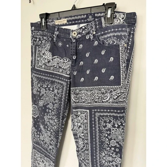 AG Adriano Goldschmied The Legging Ankle Skinny Jean Paisley Print Blue Size 30R - Picture 2 of 10